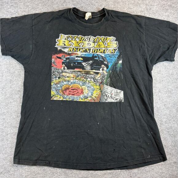 VTG 90s Psychopathic Rydas Rap TEe Sz 2XL Ryden Dirtay Gangsta Rap ICP Shirt